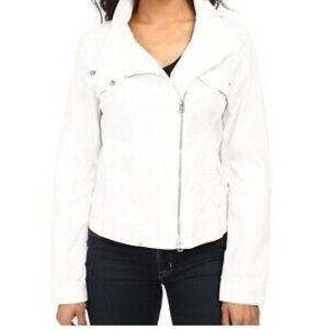 Calvin Klein White Funnel Neck Jean Jacket